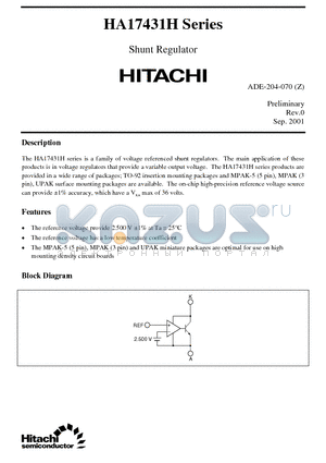 HA17431HLP datasheet - Shunt Regulator