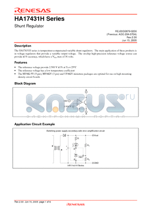 HA17431H datasheet - Shunt Regulator