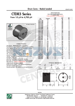 CTDR3-330K datasheet - Drum Cores - Radial Leaded