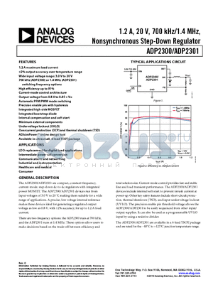 ADP2300 datasheet - 1.2 A, 20 V, 700 kHz/1.4 MHz, Nonsynchronous Step-Down Regulator