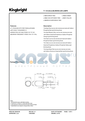 L-56BHD datasheet - T-1 3/4 (5mm) BLINKING LED LAMPS