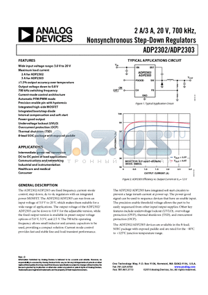 ADP2303ARDZ-5.0-R7 datasheet - 2 A/3 A, 20 V, 700 kHz, Nonsynchronous Step-Down Regulators