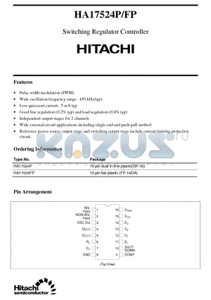HA17524FP datasheet - Switching Regulator Controller