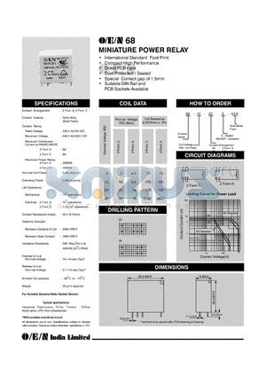 68-6-2AE datasheet - MINIATURE POWER RELAY