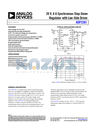 ADP2381 datasheet - 20 V, 6 A Synchronous Step-Down