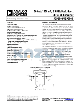 ADP2504ACPZ-3.3-R71 datasheet - 600 mA/1000 mA, 2.5 MHz Buck-Boost DC-to-DC Converter