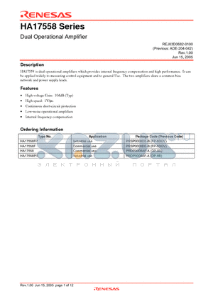 HA17558FP datasheet - Dual Operational Amplifier