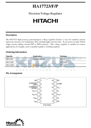 HA17723 datasheet - Precision Voltage Regulator