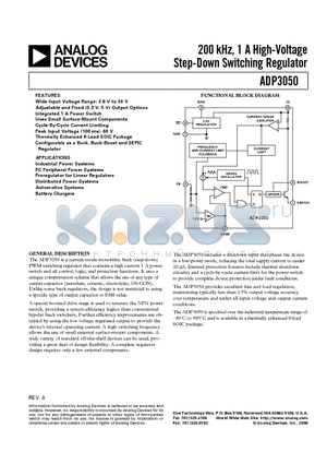 ADP3050 datasheet - 200 kHz, 1 A High-Voltage Step-Down Switching Regulator