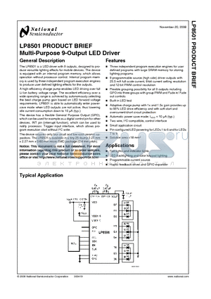 LP8501 datasheet - Multi-Purpose 9-Output LED Driver
