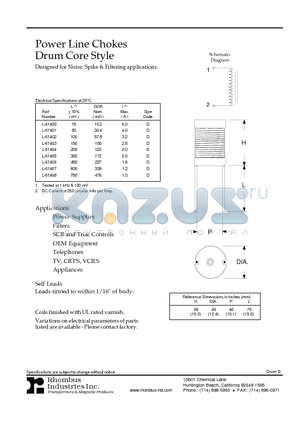 L-61402 datasheet - Power Line Chokes Drum Core Style