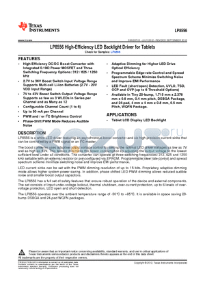 LP8556TME-E03/NOPB datasheet - High-Efficiency LED Backlight Driver for Tablets