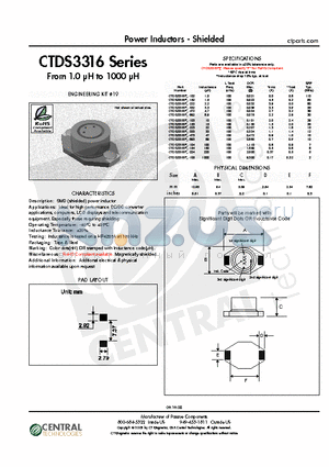 CTDS3316P-102 datasheet - Power Inductors - Shielded