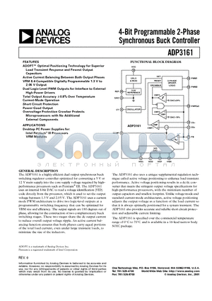 ADP3161 datasheet - 4-Bit Programmable 2-Phase Synchronous Buck Controller