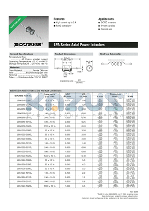 LPA0618-101KL datasheet - Axial Power Inductors