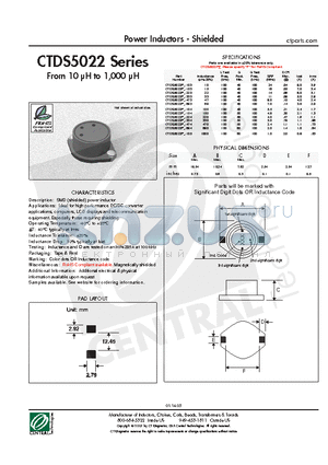 CTDS5022P-474 datasheet - Power Inductors - Shielded