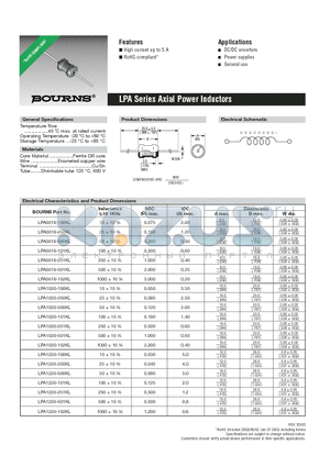 LPA1226-500KL datasheet - Axial Power Inductors