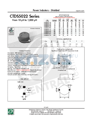 CTDS5022PF-223 datasheet - Power Inductors - Shielded