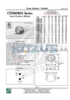 CTDSS0805-220L datasheet - Power Inductors - Shielded