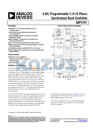 ADP3191AJRQZ-RL datasheet - 6-Bit, Programmable 2-/3-/4-Phase, Synchronous Buck Controller