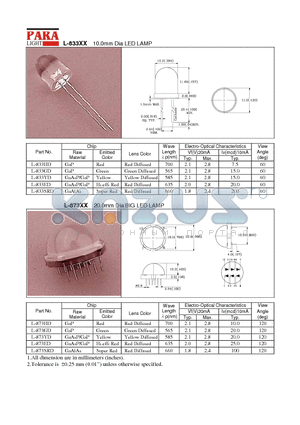 L-833GD datasheet - 10.0mm Dia LED LAMP