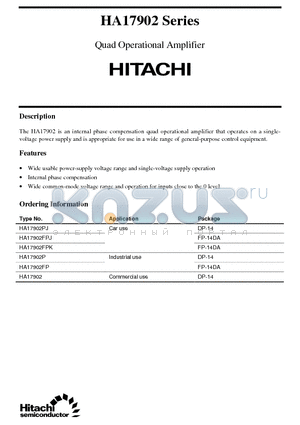 HA17902FPK datasheet - Quad Operational Amplifier