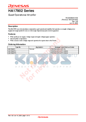 HA17902FPK datasheet - Quad Operational Amplifier