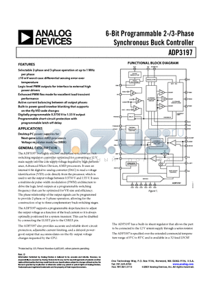 ADP3197JCPZ-RL datasheet - 6-Bit Programmable 2-/3-Phase Synchronous Buck Controller