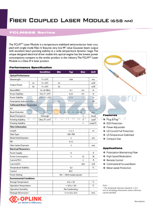 FCLM658P25LM4 datasheet - Fiber Coupled Laser Module
