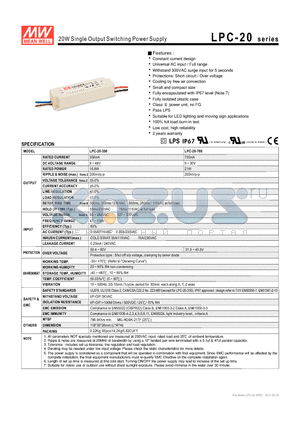 LPC-20_11 datasheet - 20W Single Output Switching Power Supply