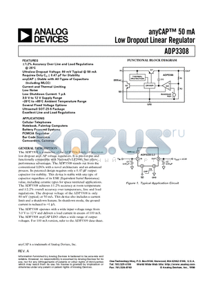 ADP3308ART-3 datasheet - anyCAP 50 mA Low Dropout Linear Regulator