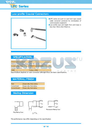 LPC-LP-1.5DQEW datasheet - Low-profile Coaxial Connectors