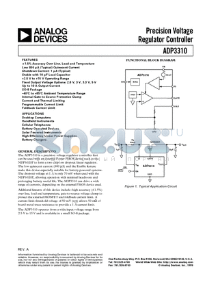 ADP3310 datasheet - Precision Voltage Regulator Controller