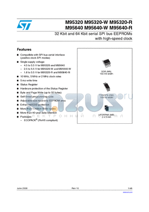 M95320WMN6TG datasheet - 32 Kbit and 64 Kbit serial SPI bus EEPROMs with high-speed clock