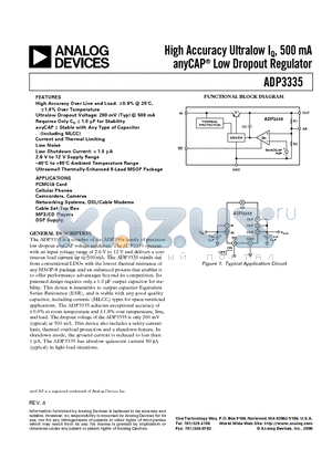 ADP3335ARM-18 datasheet - High Accuracy Ultralow IQ, 500 mA anyCAP  Low Dropout Regulator