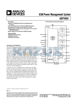 ADP3404ARU datasheet - GSM Power Management System