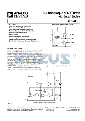 ADP3413JR datasheet - Dual Bootstrapped MOSFET Driver with Output Disable