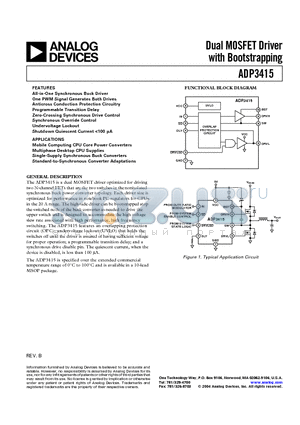 ADP3415LRM-REEL7 datasheet - Dual MOSFET Driver with Bootstrapping