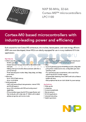 LPC1114FBD48/301 datasheet - Cortex-M0 based microcontrollers with industry-leading power and efficiency