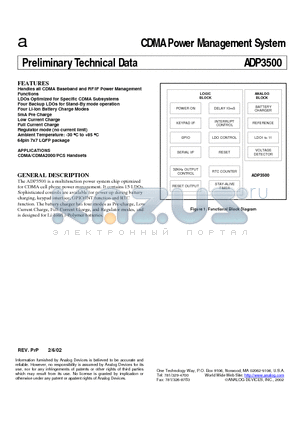 ADP3500 datasheet - CDMA Power Management System