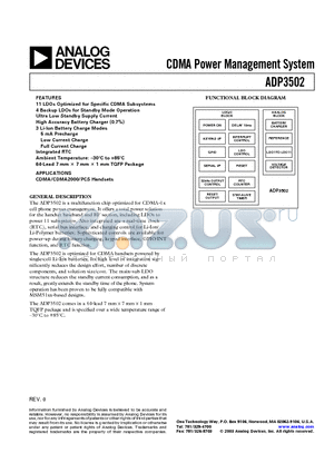 ADP3502 datasheet - CDMA Power Management System
