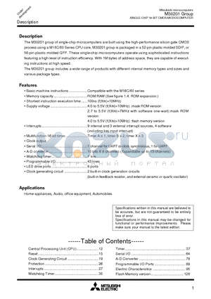 M30201F2-XXXFP datasheet - SINGLE-CHIP 16-BIT CMOS MICROCOMPUTER