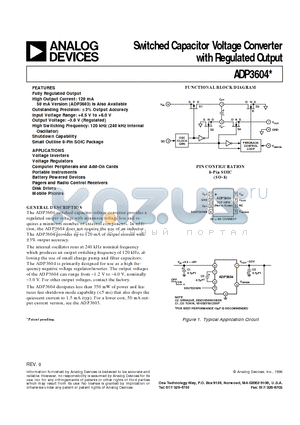 ADP3604 datasheet - Switched Capacitor Voltage Converter with Regulated Output