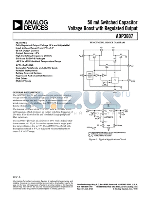 ADP3607 datasheet - 50 mA Switched Capacitor Voltage Boost with Regulated Output