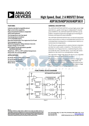 ADP3631 datasheet - High Speed, Dual, 2 A MOSFET Driver