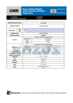 683UMR100K datasheet - Epoxy-Dipped Radial Lead Inductive Film/Foil Capacitors