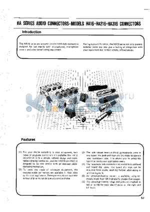 HA216RN-3SF-A datasheet - AUDIO CONNECTORS-MODELS