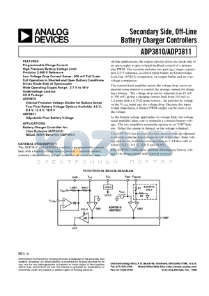 ADP3810 datasheet - Secondary Side, Off-Line Battery Charger Controllers