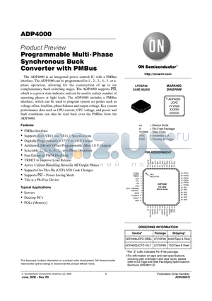 ADP4000 datasheet - Programmable Multi-Phase Synchronous Buck Converter with PMBus