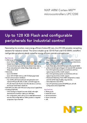 LPC1226FBD64-301 datasheet - Up to 128 KB Flash and configurable peripherals for industrial control